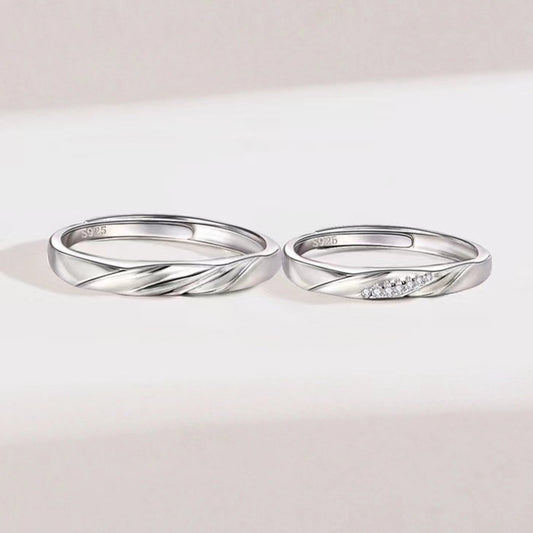 Mobius Strip Love Frequency Couple Open Adjustable Female Rings