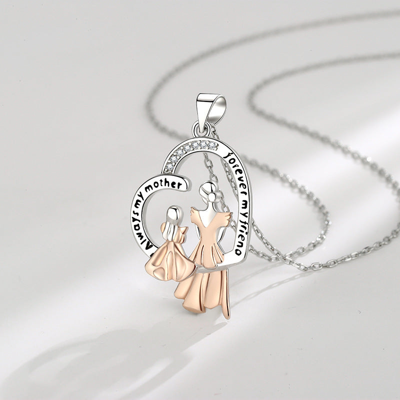 Day Gift Creative Heart-shaped Two-color Electroplated Zircon Personality Affordable Necklaces
