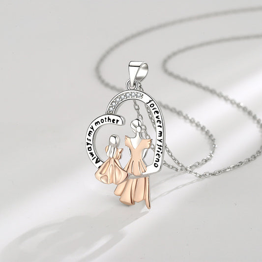 Day Gift Creative Heart-shaped Two-color Electroplated Zircon Personality Affordable Necklaces