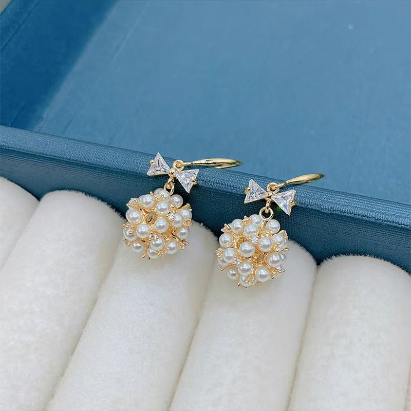 Elegance Pearl Zircon Female Personality High Sense Earrings