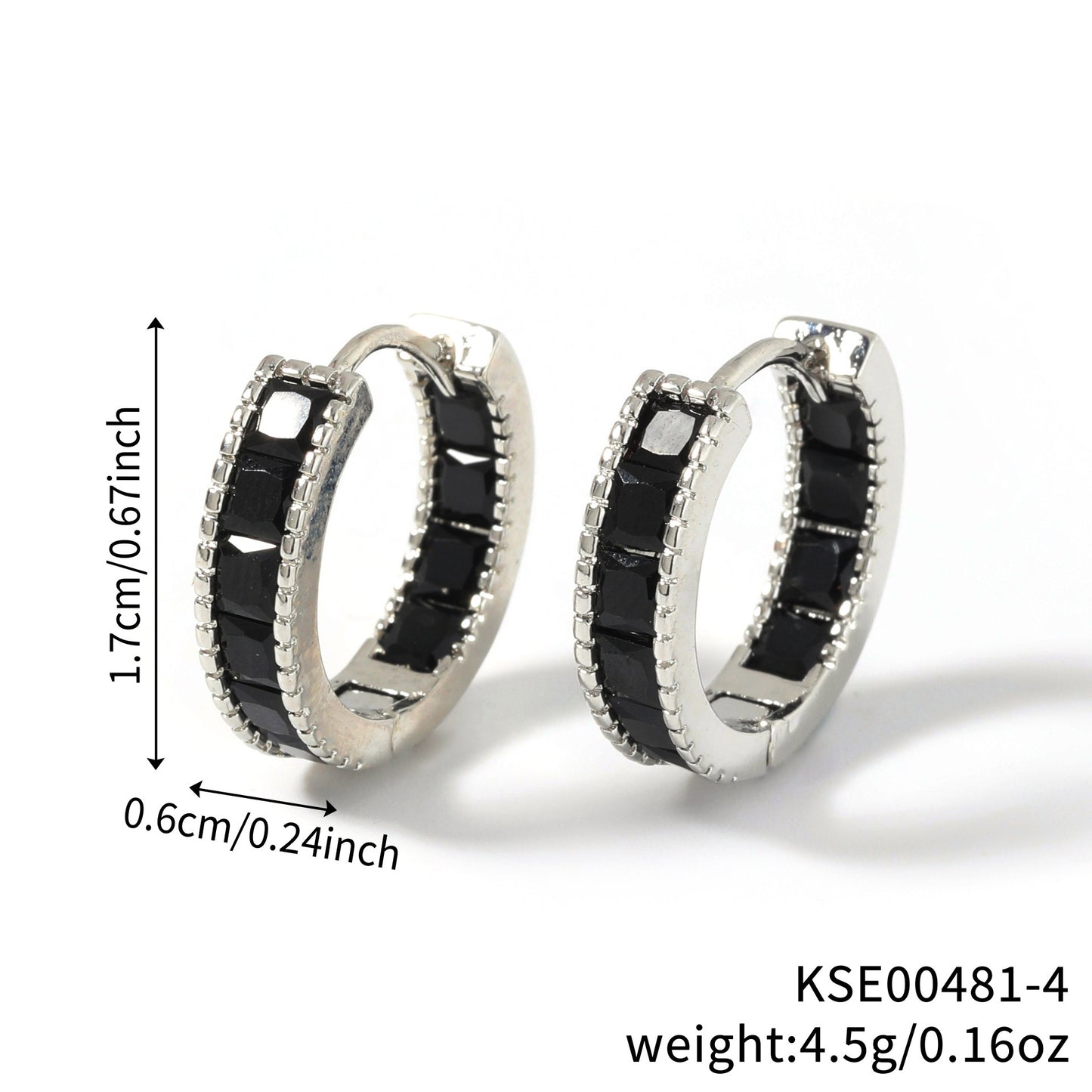 Color Square Zircon Shaped Clip Optional Fashion Full Diamond Ear Buckle