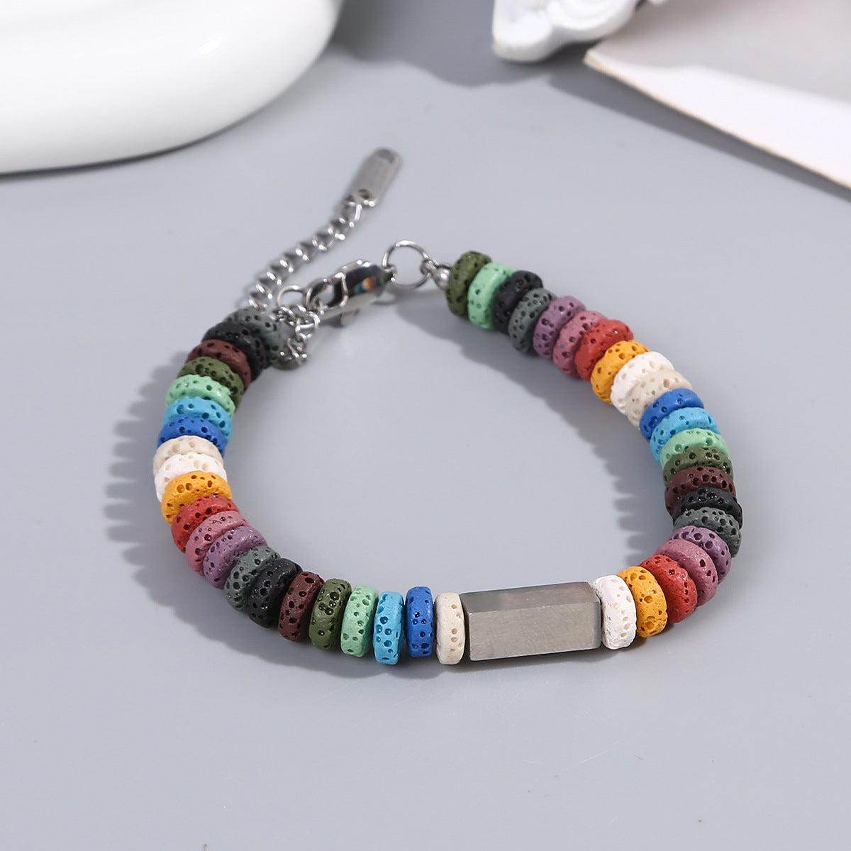 Women's & Men's Volcanic Stone Hip Hop Splicing Blocks Personality Bracelets