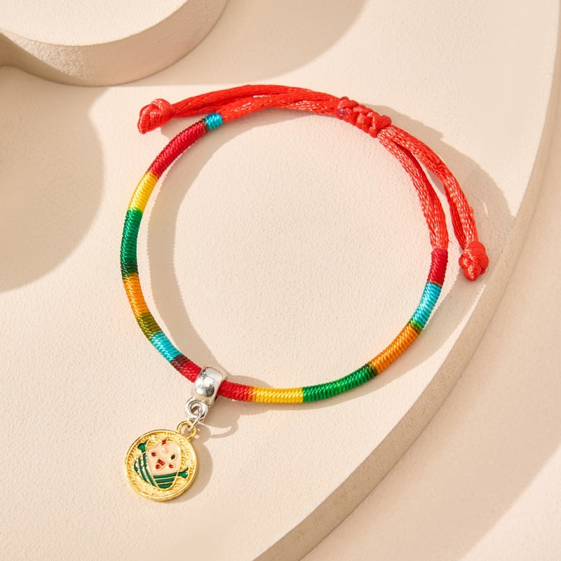 Children's Boat Festival Colorful Rope Hand-woven Alloy Bracelet