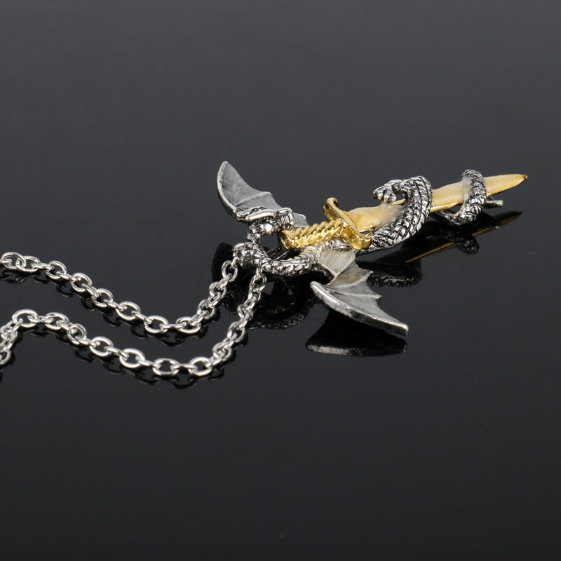 Hipster Rock Fashion Pterosaur Golden Sword Necklaces