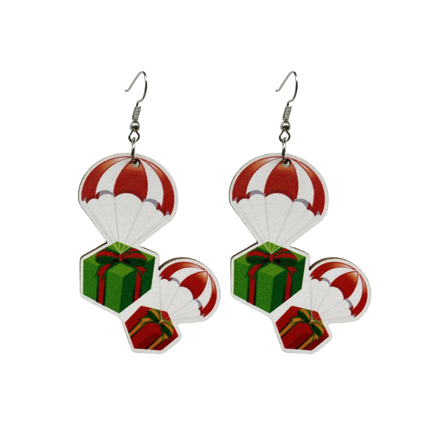 Fashion Jewelry Christmas Wooden Tree Long Earrings