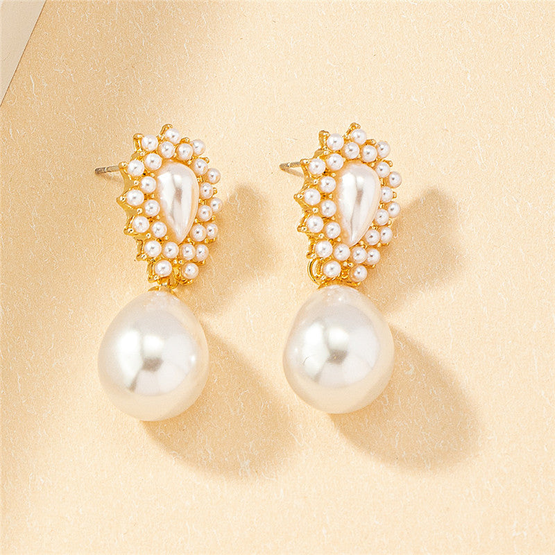 French Style Vintage Pearl Baroque Water Drop Ear Stylish Simple Stud Earrings