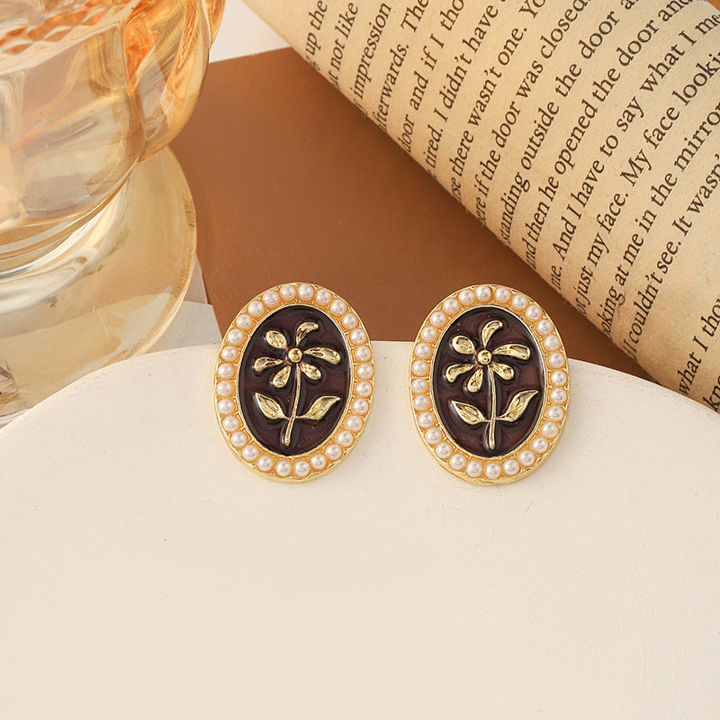 Korean Style Simple Vintage Pearl High-grade Ear Tassel Female Niche Earrings