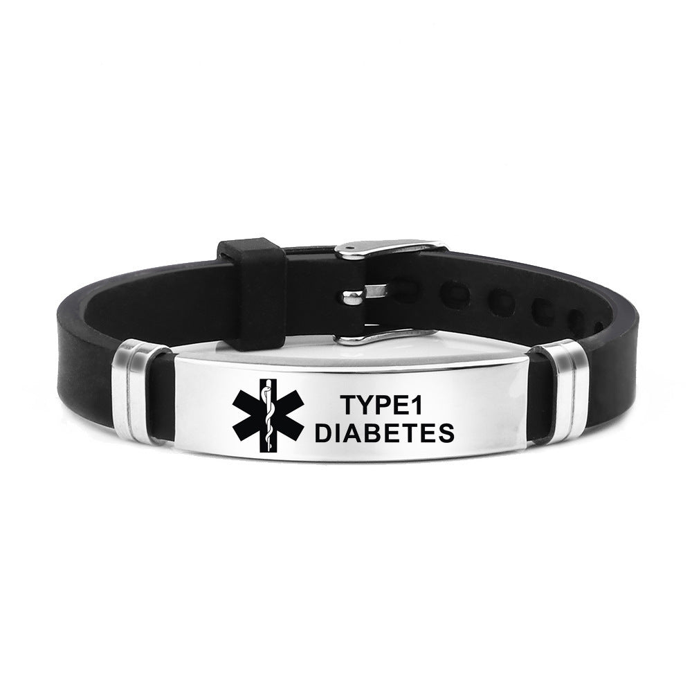 Warning Words Adjustable Sports Stainless Steel Life Star Medical Bracelet