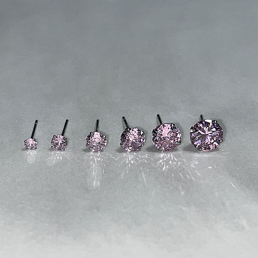 Women's Flash Pink Diamond Zircon Ear Bone Pin Stud Earrings