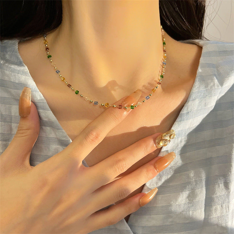 Crystal String Beads Female Clavicle Chain Necklaces