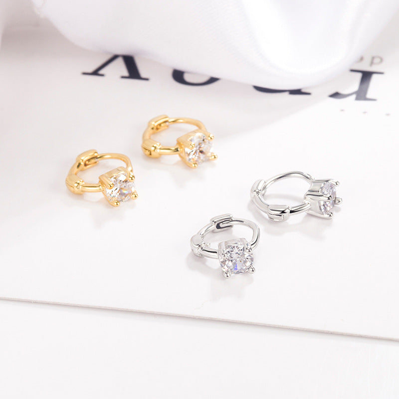 Women's Small Simple Zircon For Niche Design Summer Bone Temperament Earrings