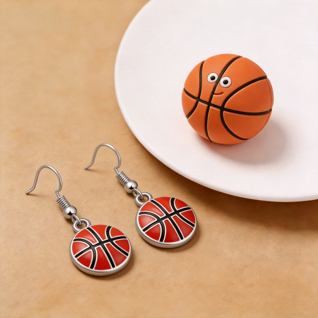 Alloy Dripping Oil Ear Hook Style Personality Commemorative Gift Football Earrings