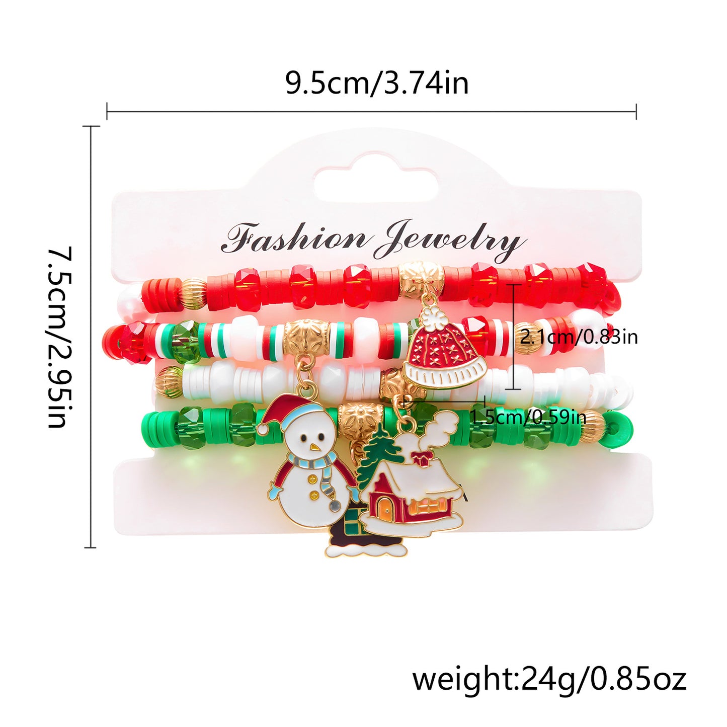 Woven Santa Claus Tree Polymer Clay Bracelets