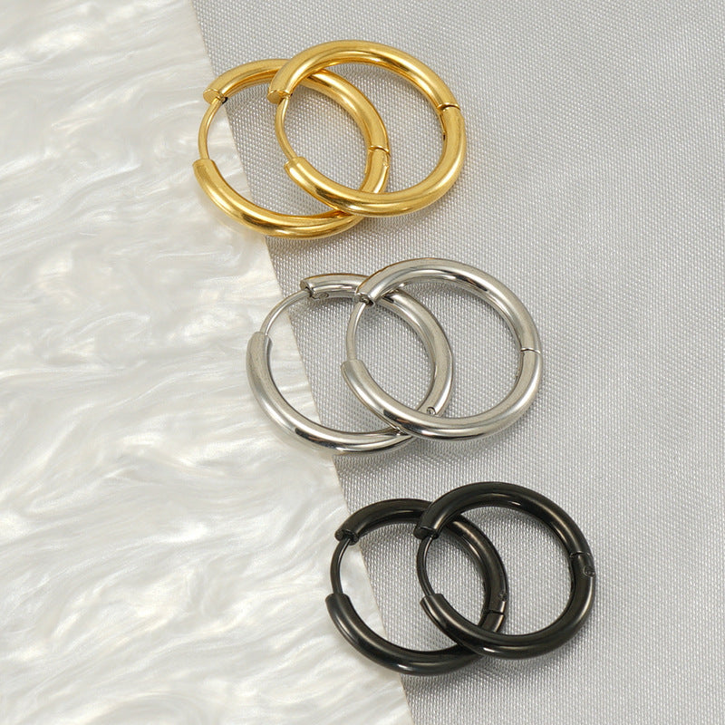 Women's & Men's Stainless Steel Circle Ear Clip Versatile Personality Earrings