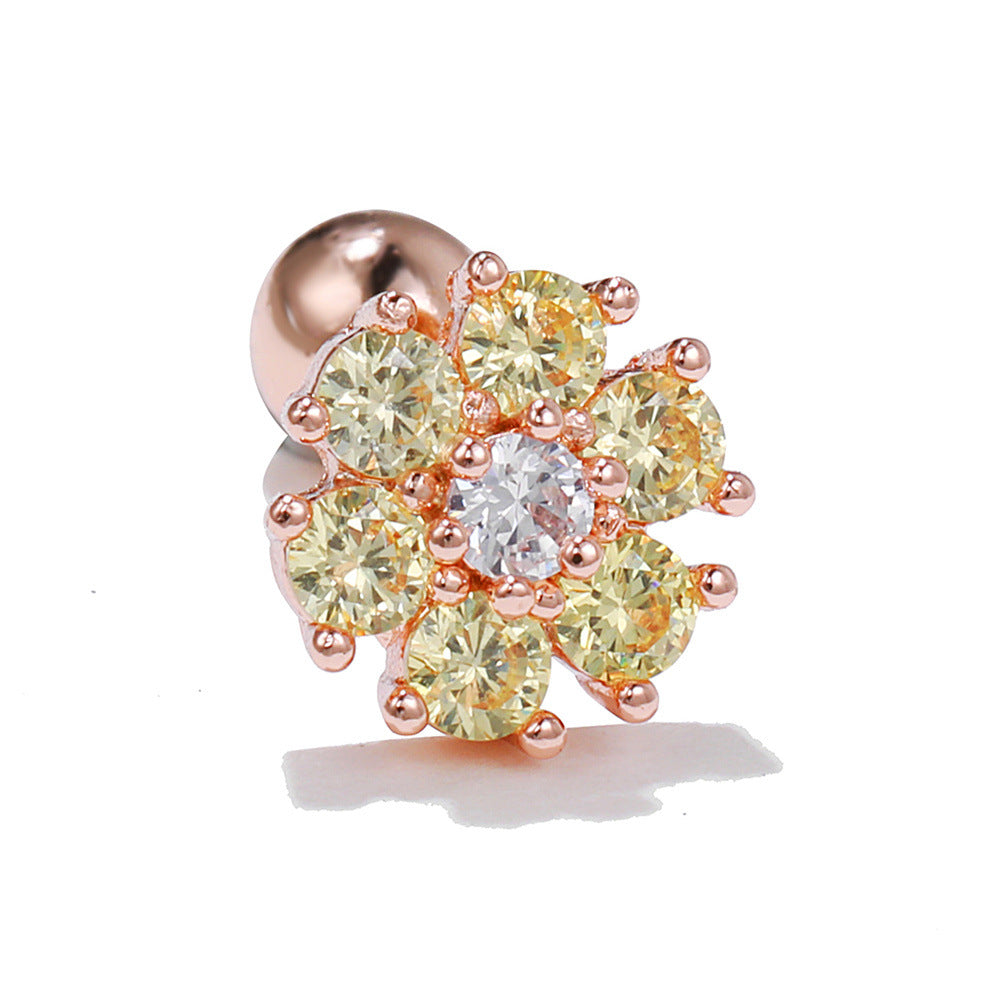 Style Retro Two-color Flower Ear Bone Gold Rings