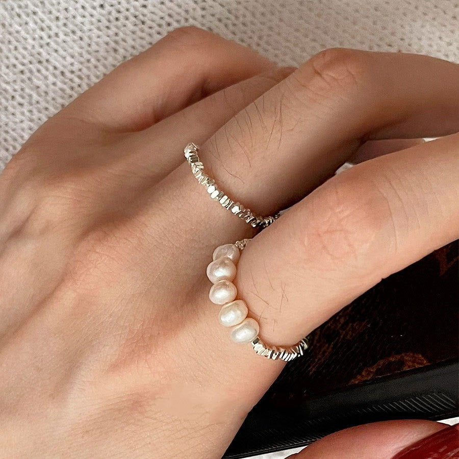 Women's French Pearl Small Pieces Of Sier Rings