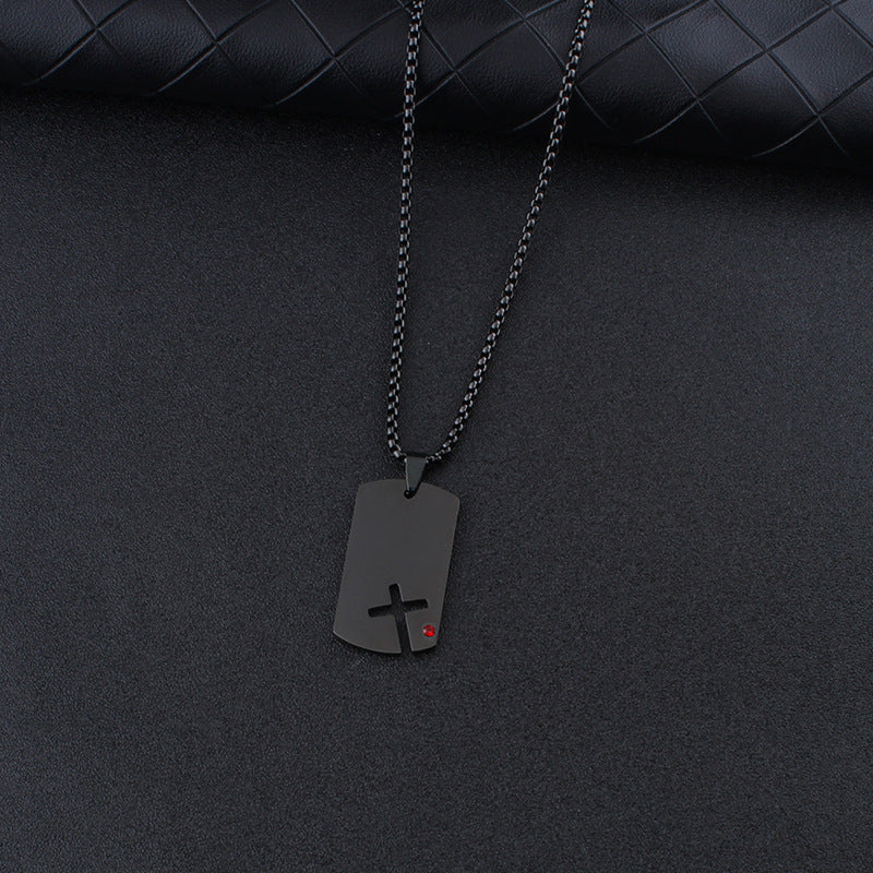 Men's & Women's Personalized Simple Dog Tag Hollow Cross Pendants