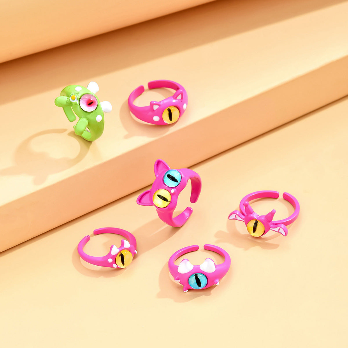 Monster Black Cat Female Dopamine Big Eyes Couple Little Finger Ring