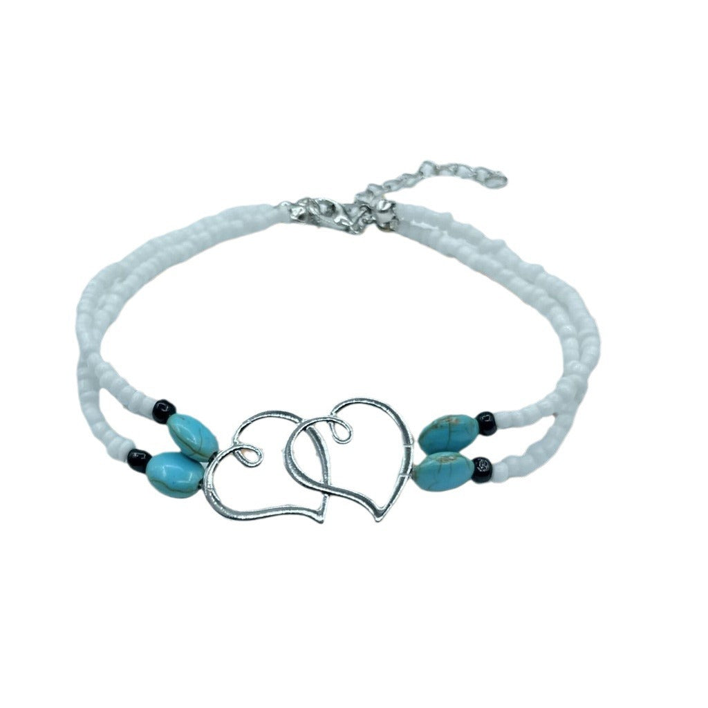 Fashion Vacation Style Alloy Double Love Bohemian Resin Bead Beach Bracelet