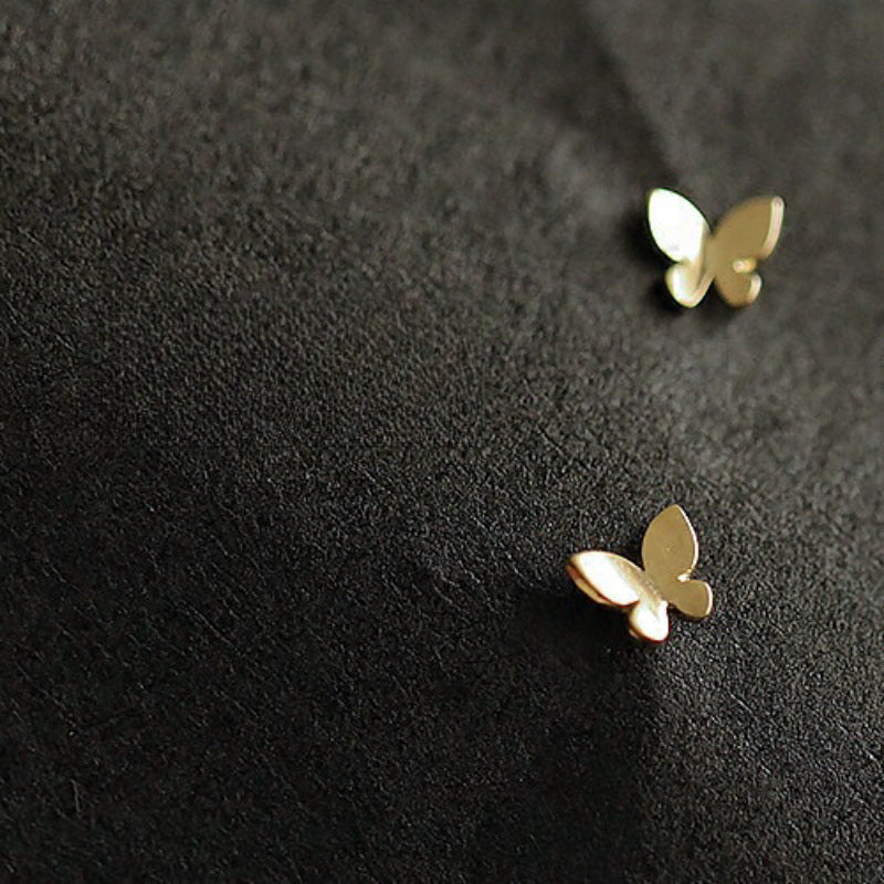 Women's Sterling Sier Gold-plated Glossy Mini Shiny Butterfly Stud Earrings