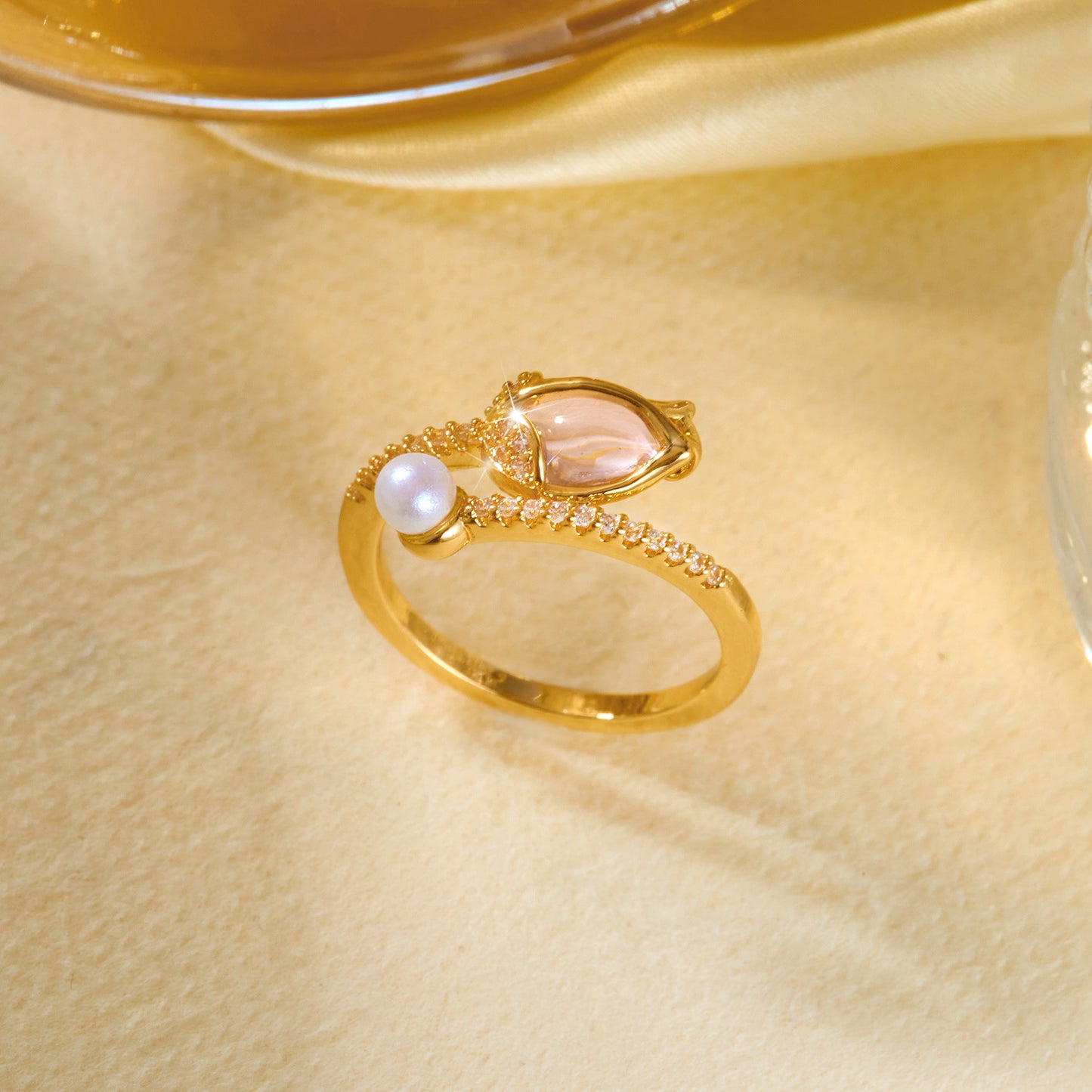 Creative Design Tulip Minority Fashion Female Exquisite Versatile Pearl Ring