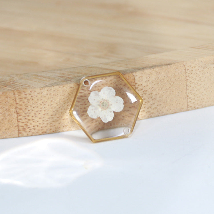 Hexagonal Dried Flower Gold Sier Colored Flowers Bracelets