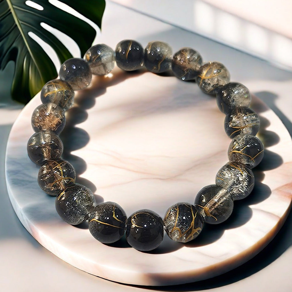 Purple Brushed Floral Beads Female Hand Toy Bracelet