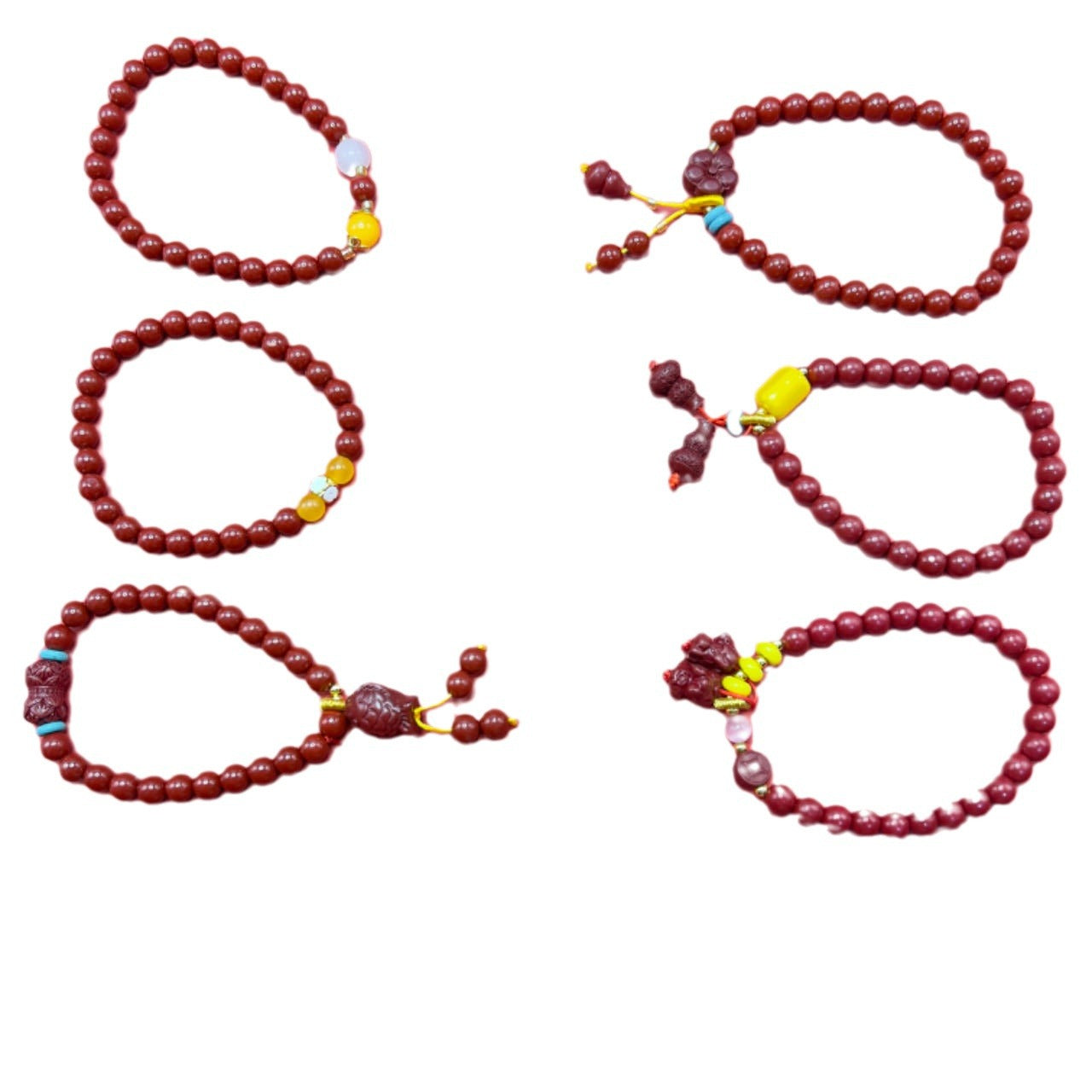 Gold Sand Lotus Sunstone Gourd Lucky Fortune Bag Chinese Knot Bracelets