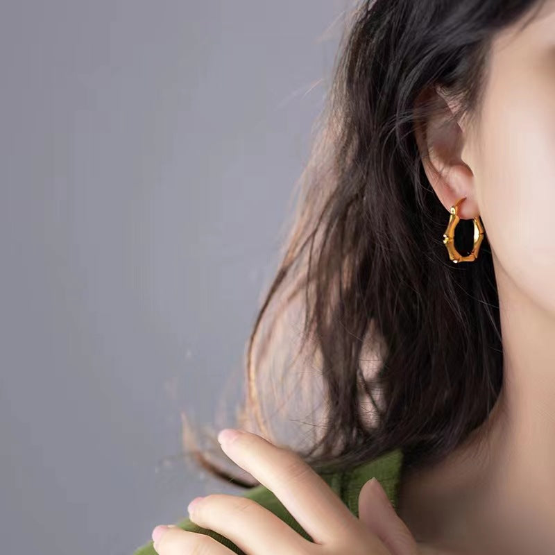 Women's Vietnam Placer Gold Design Simple Ear Clip High-grade Earrings