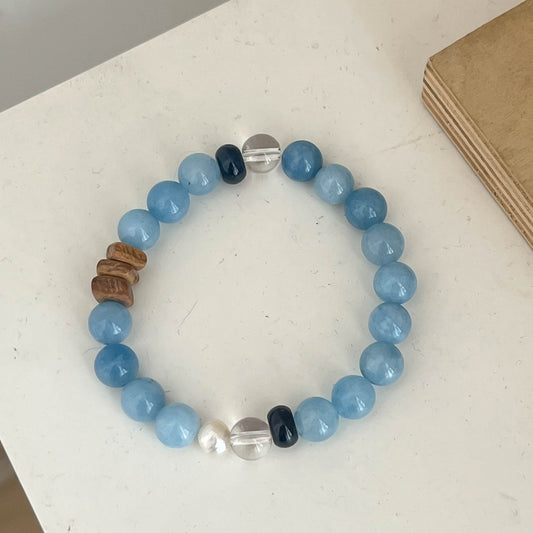 Women's Fashion Crystal Aquamarine Natural Stone Niche Bracelets