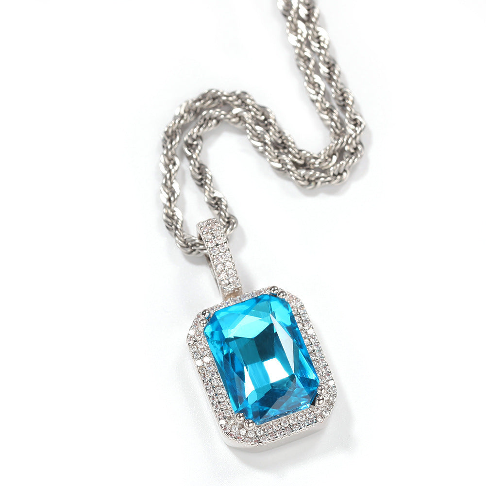 Fluorescent Square Solid Gemstone Niche Bag Necklaces