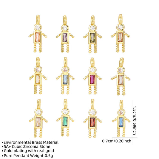 Mini For Boys Copper Plated Real Gold Micro Inlaid Zircon Pendants