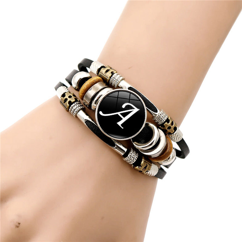 Women's English Letters Retro Punk Beaded Hand Bracelets