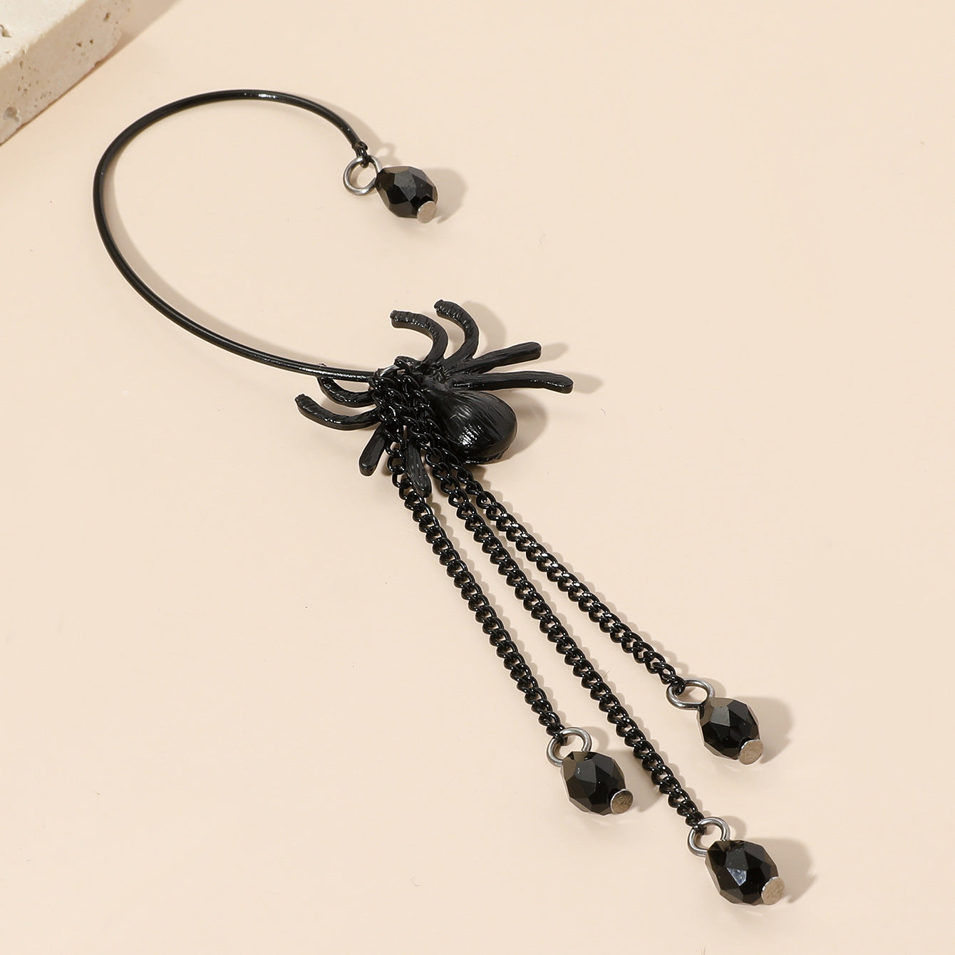 Skull Black Spider Ear Hanging Long Earrings