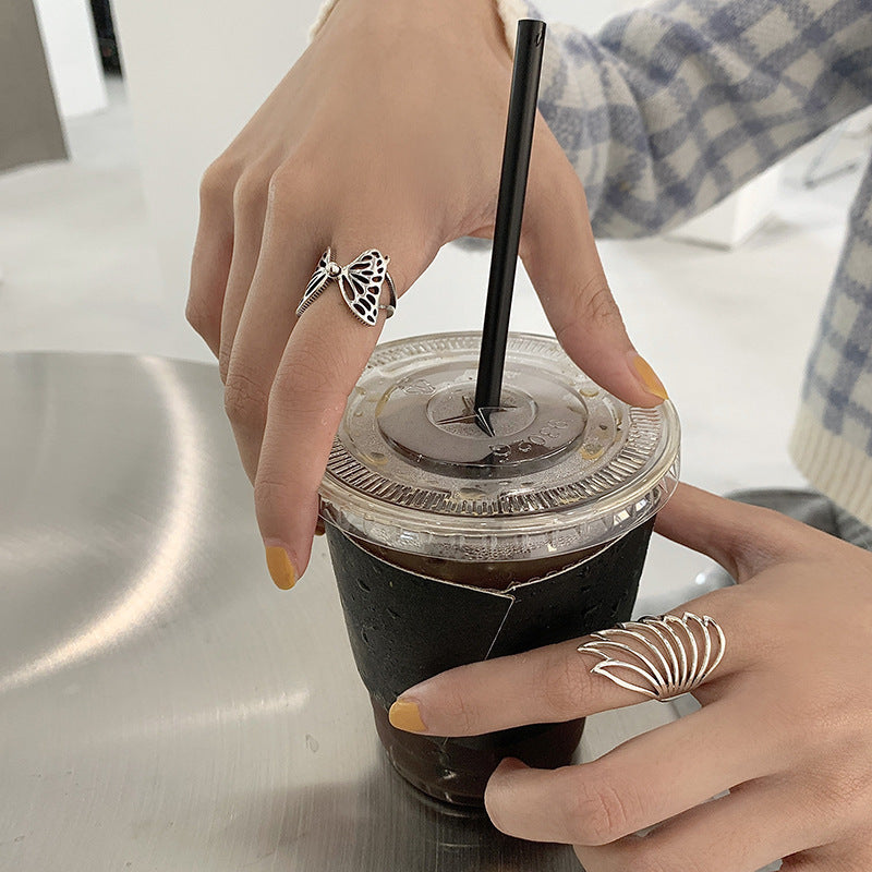 Women's Vintage Retro Butterfly Index Finger Geometric Ring
