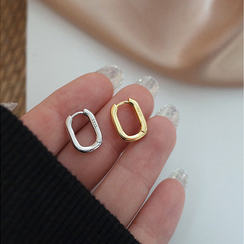 French U-shaped Oval Female Simple Cold Style Circle Clip Earrings