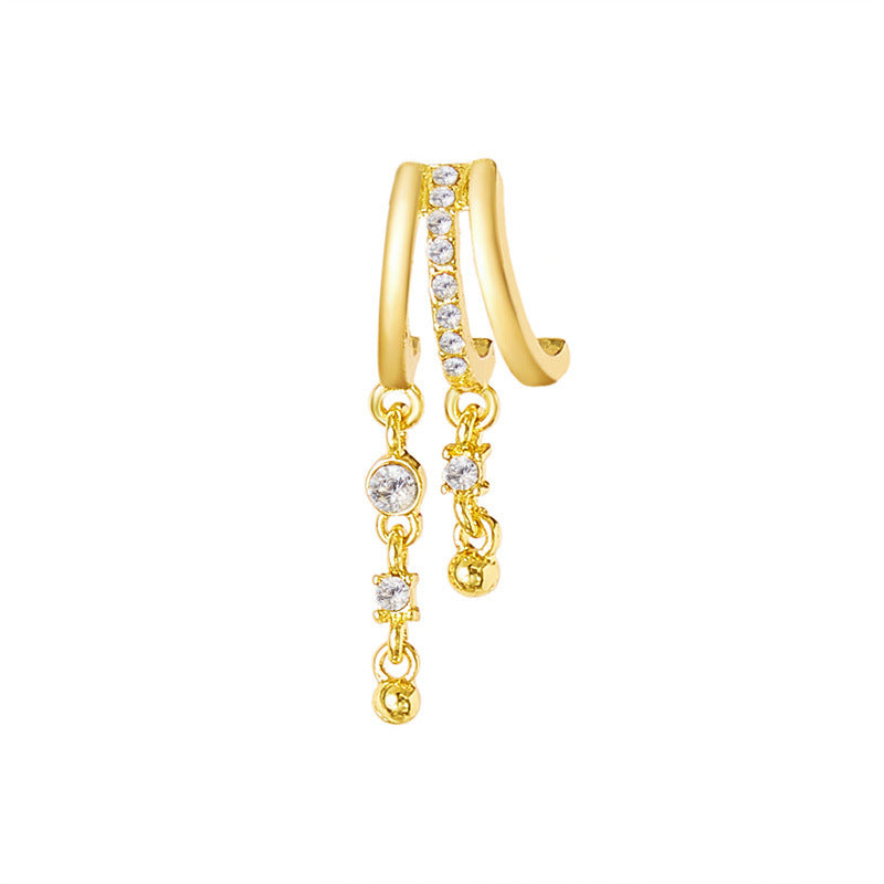 Irregular Tassel Niche Personality Design Diamond Light Earrings