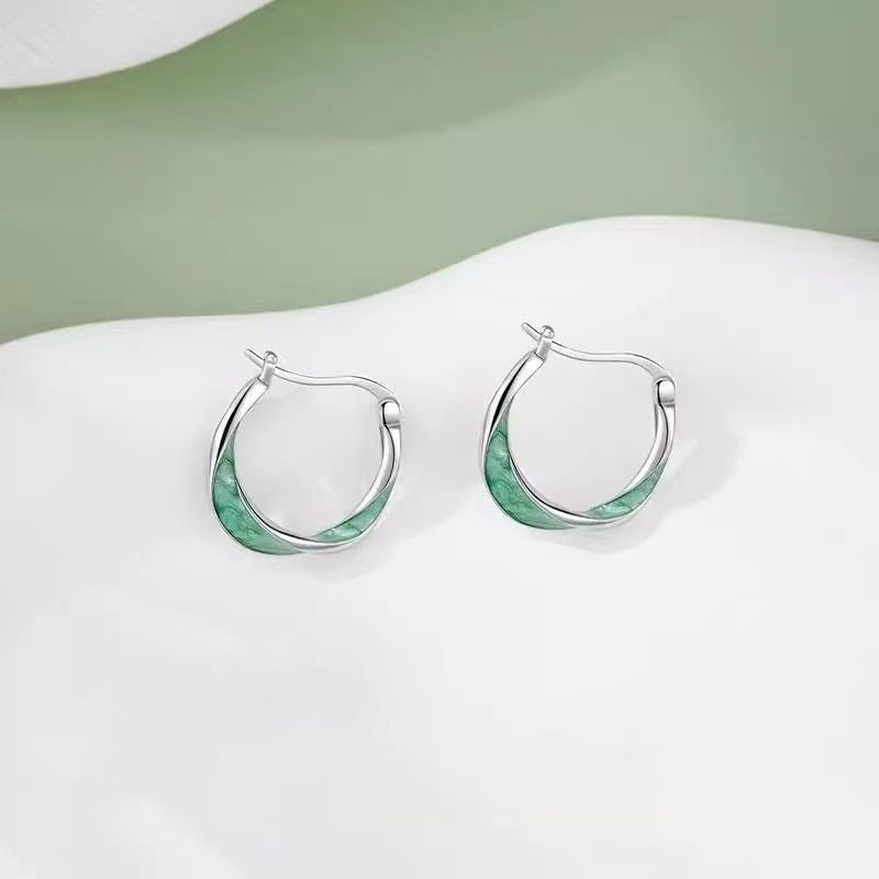 Women's Mobius Irregular Retro High-grade Style Epoxy Stud Earrings