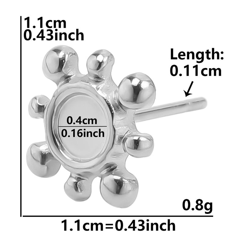 Stainless Steel Round Base Support Titanium Piercing Ear Clip Stud Earrings