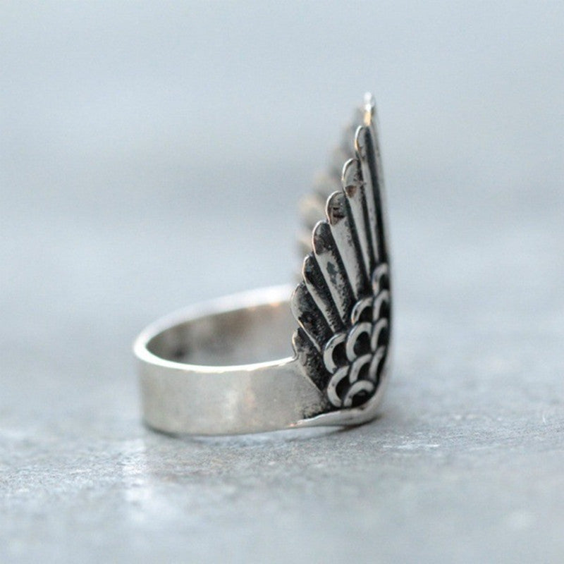 Angel Wings Vintage Thai Sier Black Rings