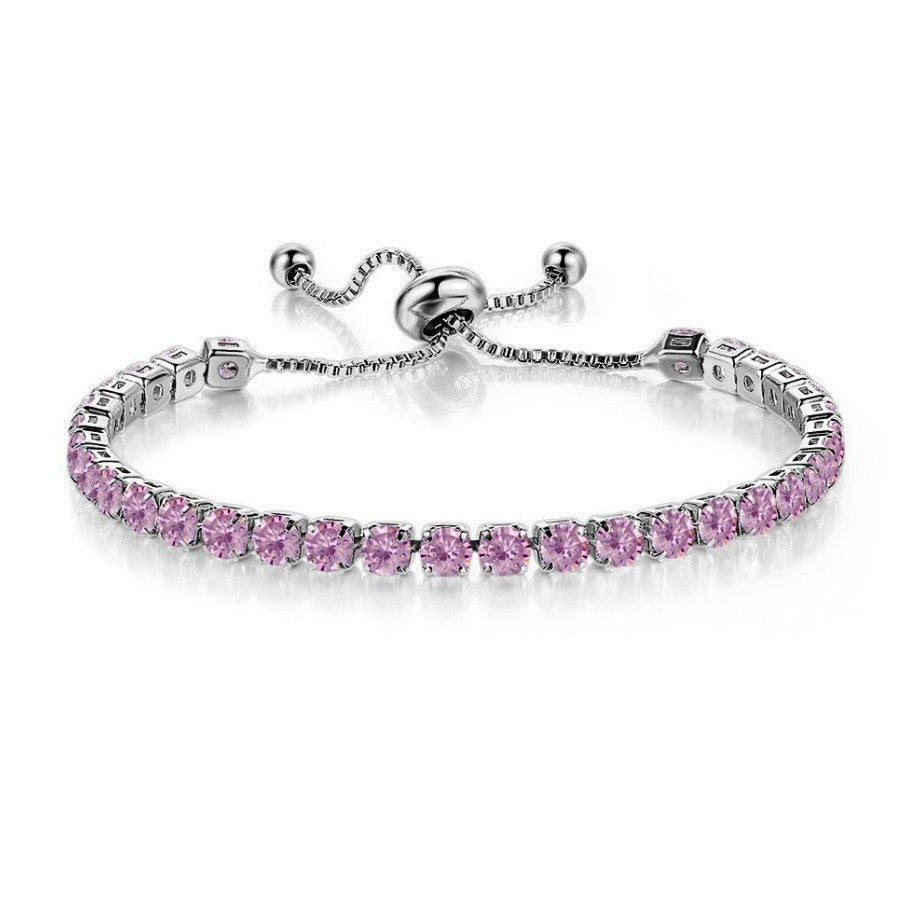 Women's Round Single Row Full Diamond Adjustable Beads Crystal Bracelet