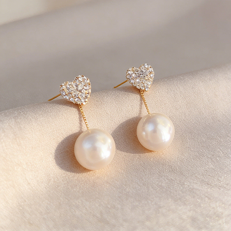 Women's Inlaid Zircon Love Heart Affordable Luxury Fashion High-grade Small Stud Earrings