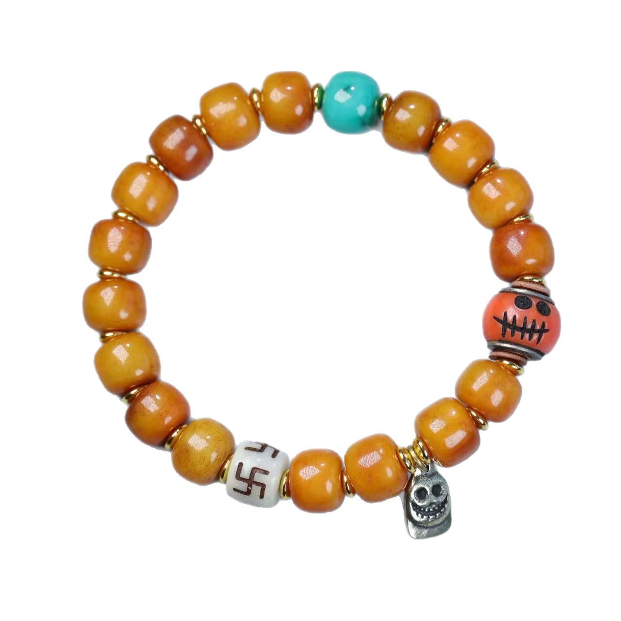 Yak Bone Barrel Beads Single Circle Ethnic Style Tibet Turquoise Bracelets