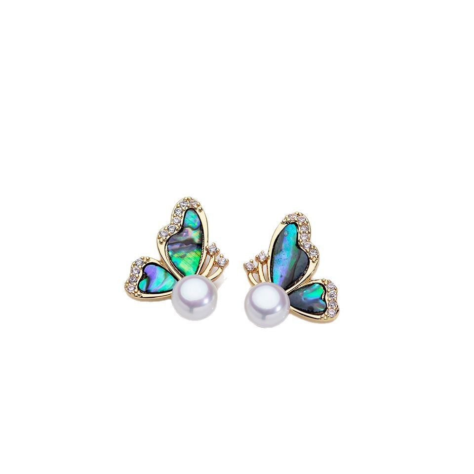 Women's Natural Freshwater Pearl Ear Sier Needle High Earrings