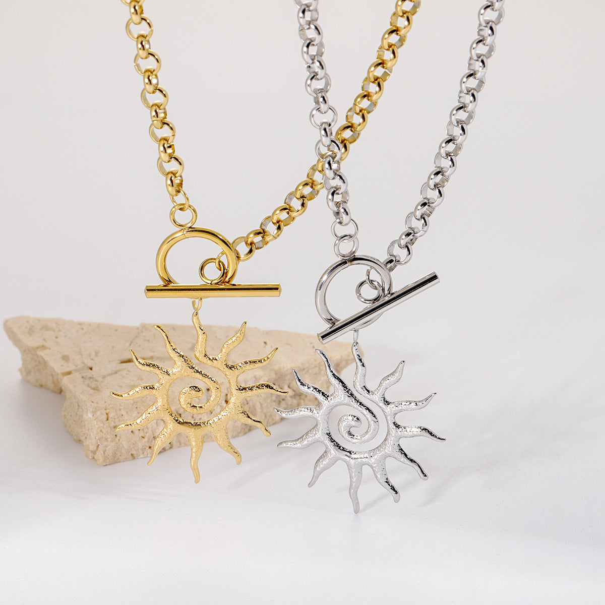 Women's Stainless Steel Rotating Sun Simple Retro Pendants