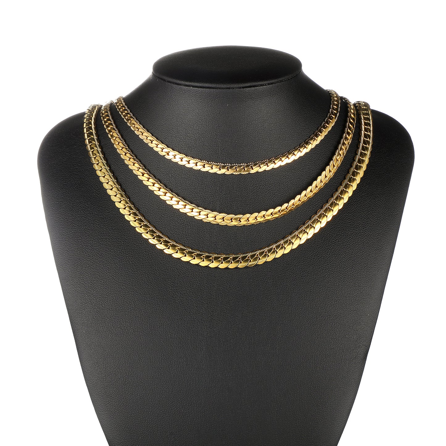 Men's Steel Flat Embossed Cuban Link Chain Necklaces