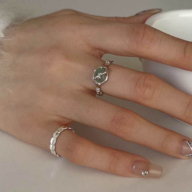 Design Chinese Jade Bamboo Female Fashionable Ring