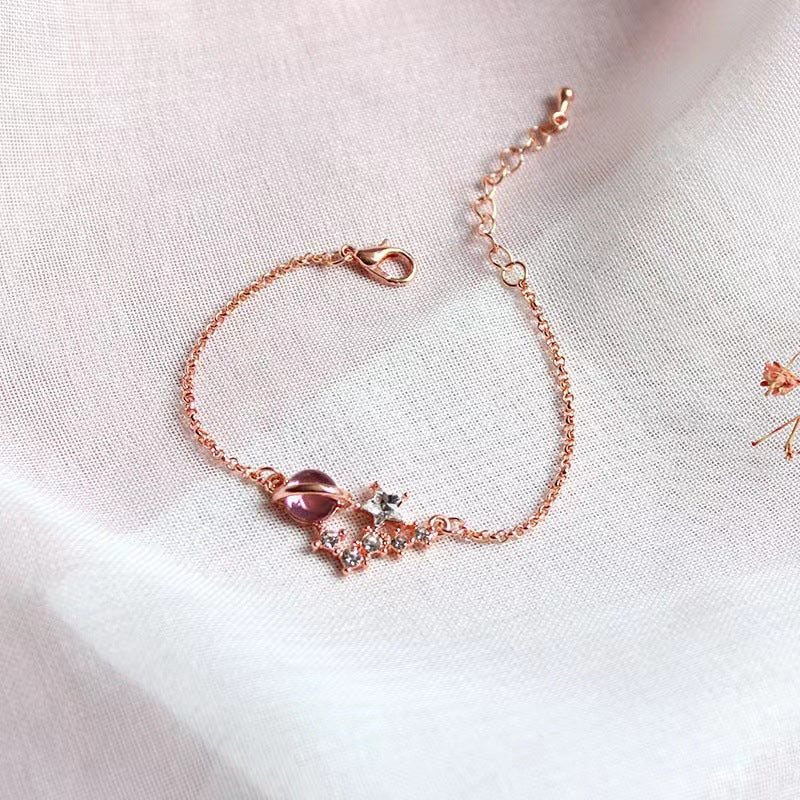 Dream Starry Sky Colorful Star Ball Universe Key Pink Bracelets
