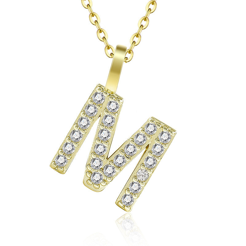 Diamond Inlaid Zircon English Letter Female Pendants