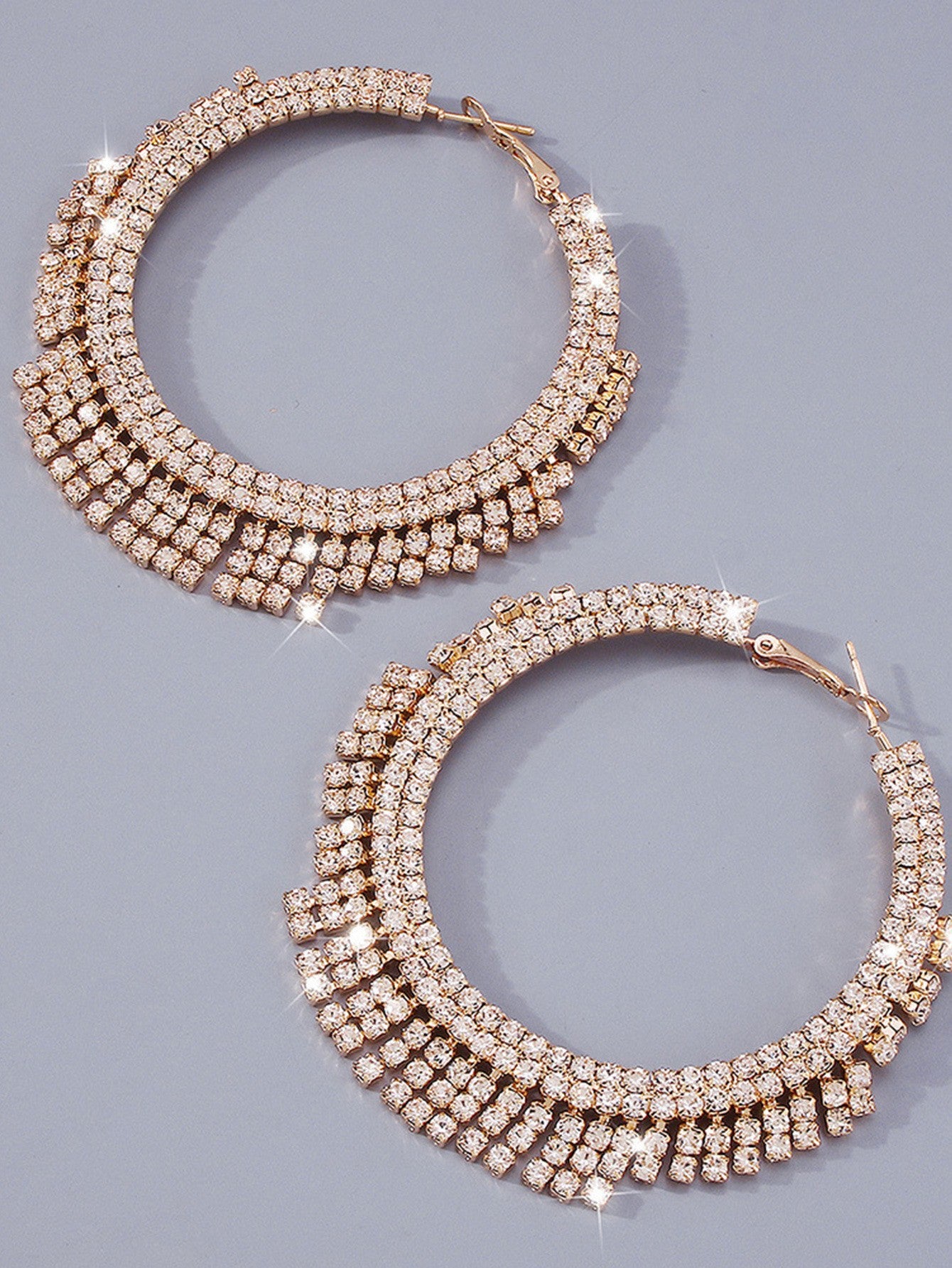 Women's High Profile Generous Rhinestone Tassel Big Circle For Daily Earrings